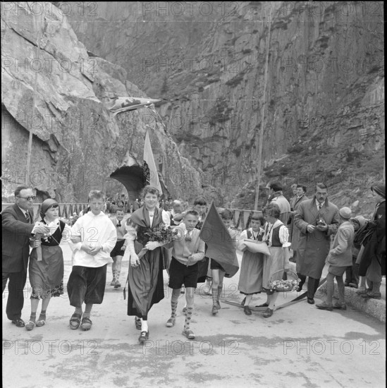 Schollenen ravine, formal opening of the new built bridge, 1956