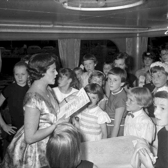 Excursion of ballet school ""Rief"" on boat Santis, 1959. teacher and students