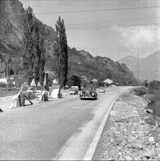 Road to the Simplon pass widening near Brigue 1958