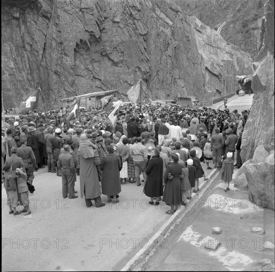 Schollenen ravine, formal opening of the new built bridge, 1956