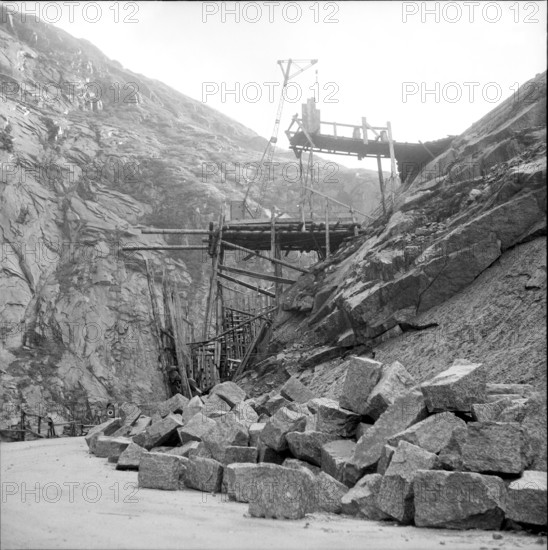 Gotthard pass road extension near Schollenen 1954