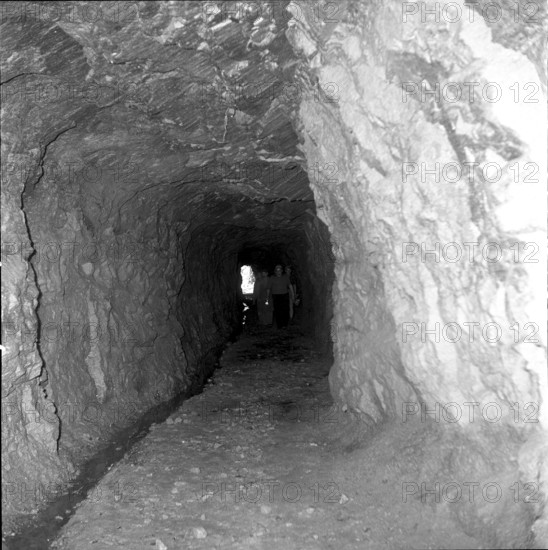 Trial drill before start of San Bernardino tunnel construction 1961