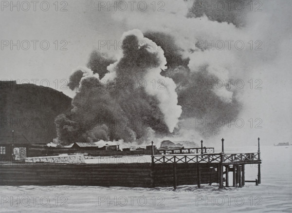 Fire in the artillery town Art album Manchuria Russo-Japanese War 1906