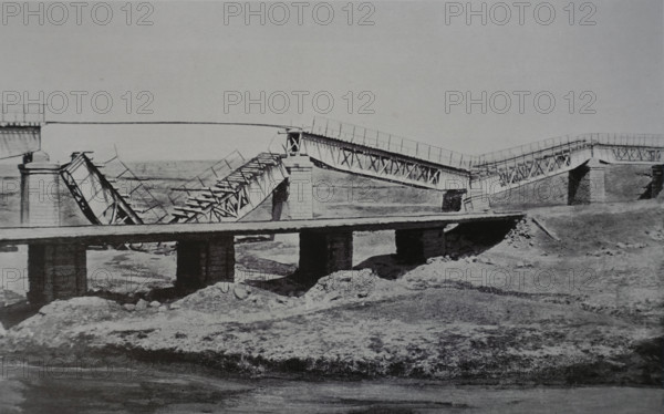 Destroyed bridge Art album Manchuria Russo-Japanese War 1906