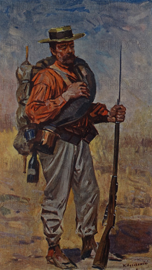 One of the types of our hunters near Liaoyang Drawing by Viktor Mazurovsky (1859-1944)