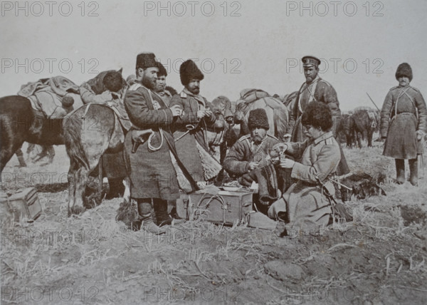 At a halt during the retreat Orenburg Cossacks Photo by Martynov