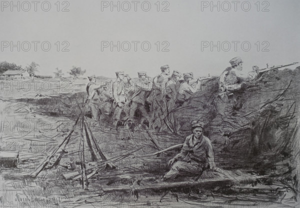 Japanese riflemen during a firefight Vitaly Tikhov (1876-1939)