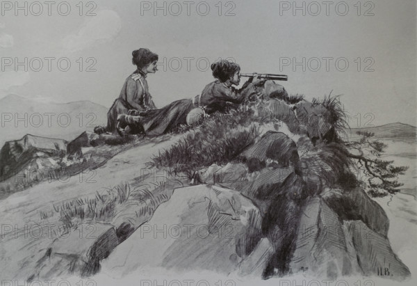 Forward observation post near Erdagou Drawing by Ivan Vladimirov (1869/1870-1947)
