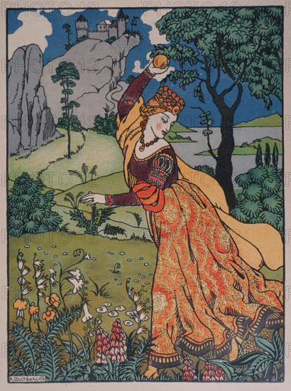 Illustration from book ""The Tale of the Frog Prince"" 1914 Drawing by AK Westfalen