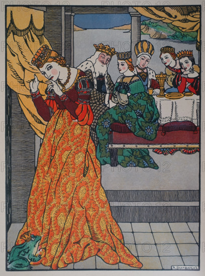 Illustration from book ""The Tale of the Frog Prince"" 1914 Drawing by AK Westfalen