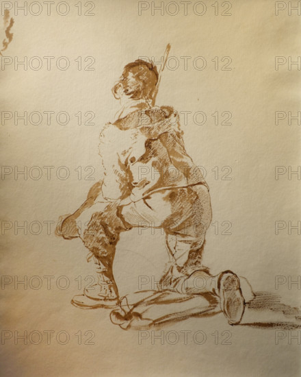 Pilgrim kneeling (from the back) Late 1820s Bryullov Karl Pavlovich (1799-1852) Italian album