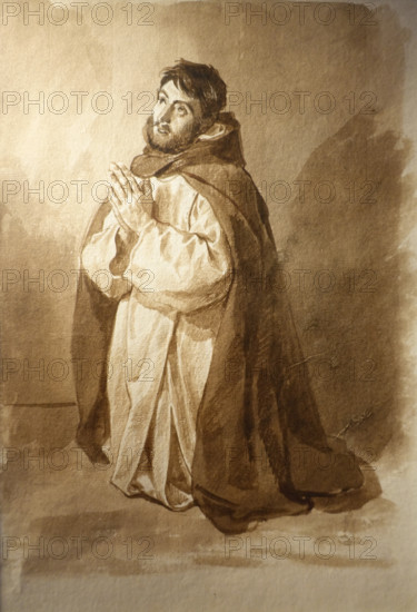 Praying monk Late 1820s Bryullov Karl Pavlovich (1799-1852) Italian album