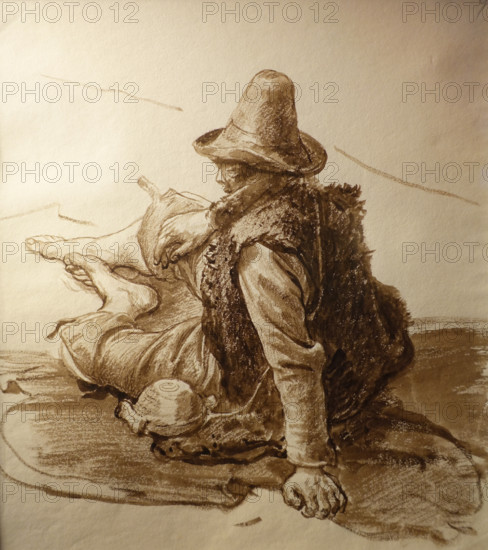 Resting shepherd  Last 1820-s  Bryullov Karl Pavlovich (1799-1852) Italian album