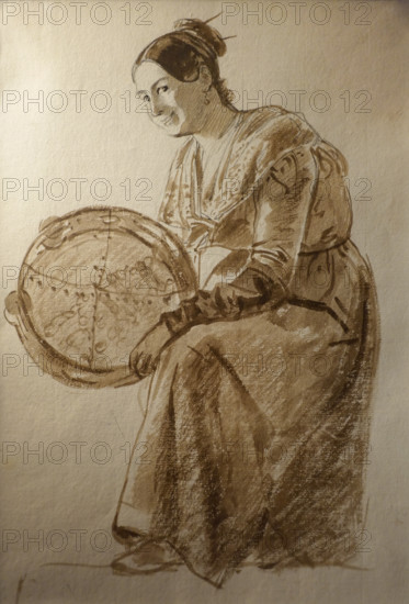 Girl with tambourine Early 1830s Bryullov Karl Pavlovich (1799-1852) Italian album