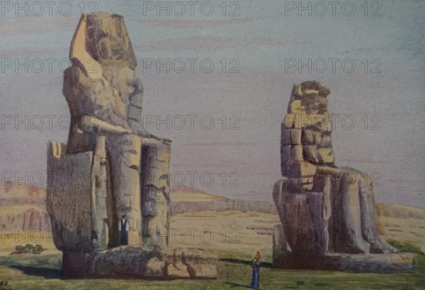 Colossi of Memnon Illustration from the book ""In the Land of Amon-Ra Essays on Egypt"" Author AN Lvov