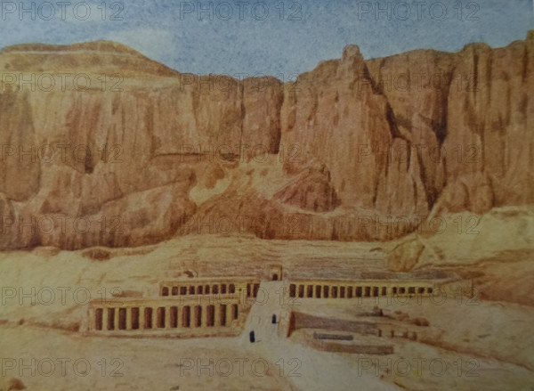 Temple of Queen Hatasu in Deir El-Bahari Illustration from the book ""In the Land of Amon-Ra Essays on Egypt""