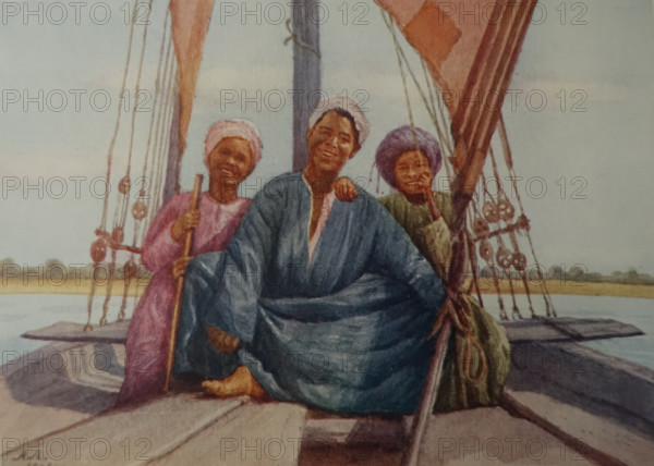 Egyptian felucca  Illustration from the book ""In the Land of Amon-Ra Essays on Egypt"" Author AN Lvov  1911