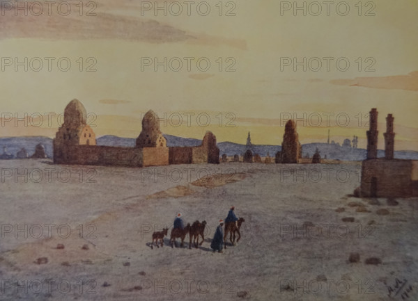 Mausoleums of the caliphs Illustration from the book ""In the Land of Amon-Ra Essays on Egypt"" Author AN Lvov 1911