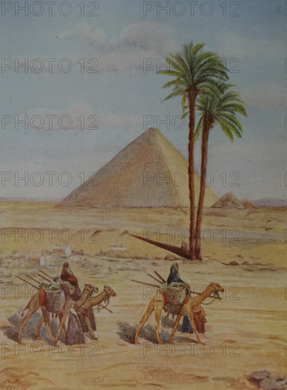 Pyramid of Cheops Illustration from the book ""In the Land of Amon-Ra Essays on Egypt"" Author AN Lvov 1911