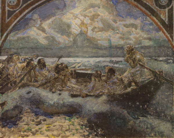 Christ Walking on Water 1890 Vrubel Mikhail (1856-1910) Study for mural Watercolour