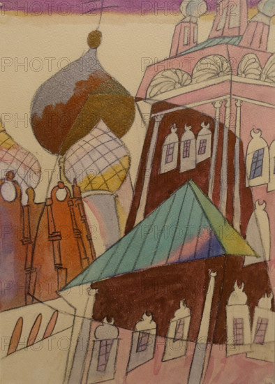 Church Novodevichy Convent 1916-1917 Aristarkh Lentulov (1882-1943) Watercolor