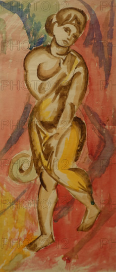 Figure of a girl Early 1910s Sketch-version of painting Le Dentu Mikhail  (1891-1917)