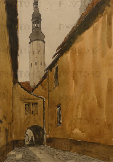Revel (Tallinn, Estonia) Road to Vyshgorod 1912 Anna Ostroumova-Lebedeva (1871-1955) Watercolour