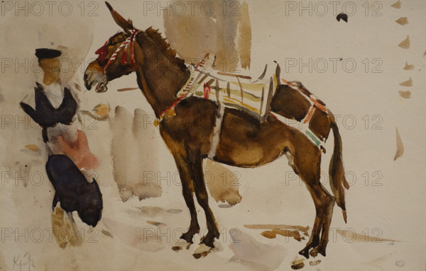 Mule 1907 Serov Valentin (1865-1911) Watercolour and whitewash on paper