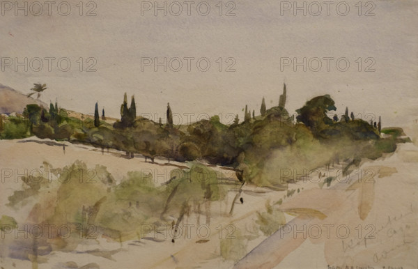 Royal Garden in Athens, Greece 1907  Serov Valentin (1865-1911) Watercolor, graphite pencil, whitewash on paper