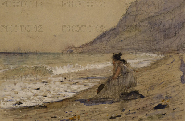 By the Sea Iphigenia in Tauris 1893 Serov Valentin (1865-1911) Watercolour
