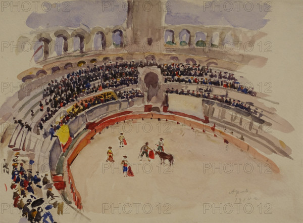 Arles Bullfight 1910 Surikov Vasily (1848-1916) Watercolour