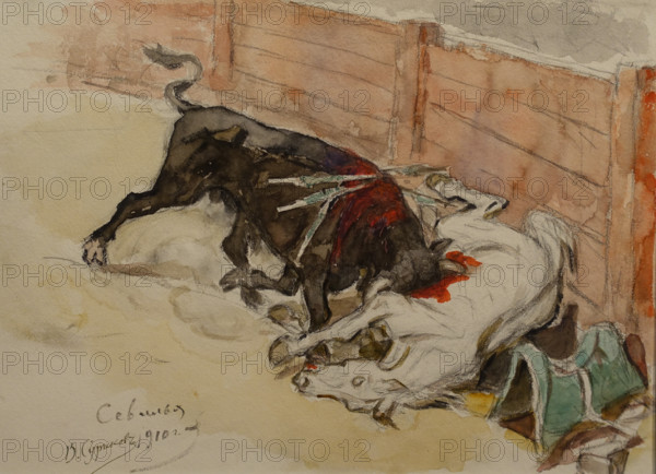 Seville Bullfight 1910 Surikov Vasily (1848-1916) Watercolour