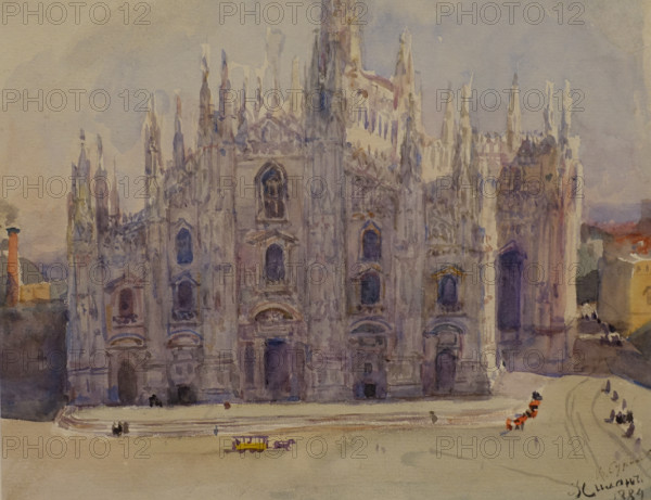 Milan Cathedral 1884 Surikov Vasily (1848-1916) Watercolour on paper
