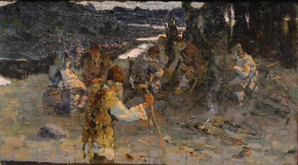 The Elders Come Together 1898 Sketch for the painting by the same name Roerich Nicholas Konstantinovich (1874-1947)