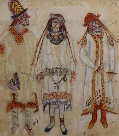 Design of theatrical costumes 1913 Roerich Nicholas Konstantinovich (1874-1947)