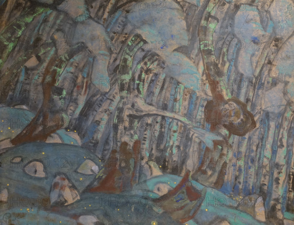 Forest Sketch of the scenery option for the prologue of the ""Snow Maiden"" Play by Aleksandr Ostrovsky 1912 Roerich Nicholas Konstantinovich (1874-1947)