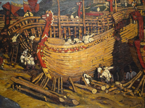 Building the Ships 1903 Roerich Nicholas Konstantinovich (1874-1947)