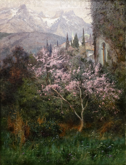 Almonds in bloom (Crimean landscape) 1907 Krachkovsky Joseph (1854-1915)