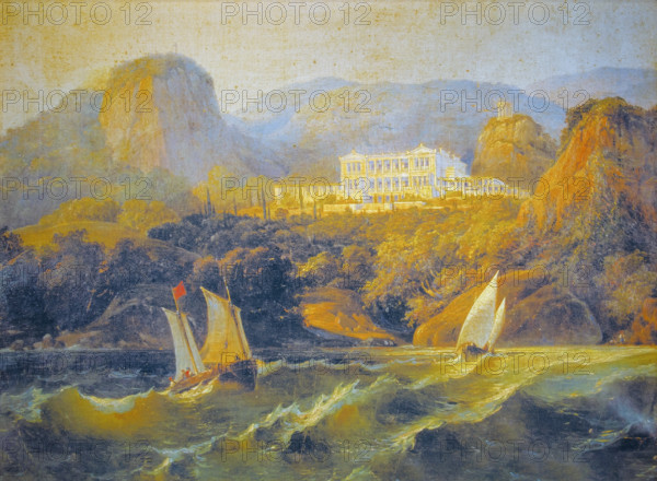 Crimea, Lower Oreanda General view from the sea Royal Summer Palace Unknown author 19th century
