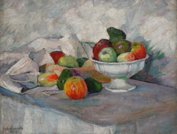 Apples and pears on white 1908 Mashkov Ilya Ivanovich (1881-1944)