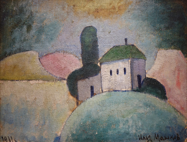 Landscape with a Little House (Tray Motif) 1911 Mashkov Ilya Ivanovich (1881-1944)