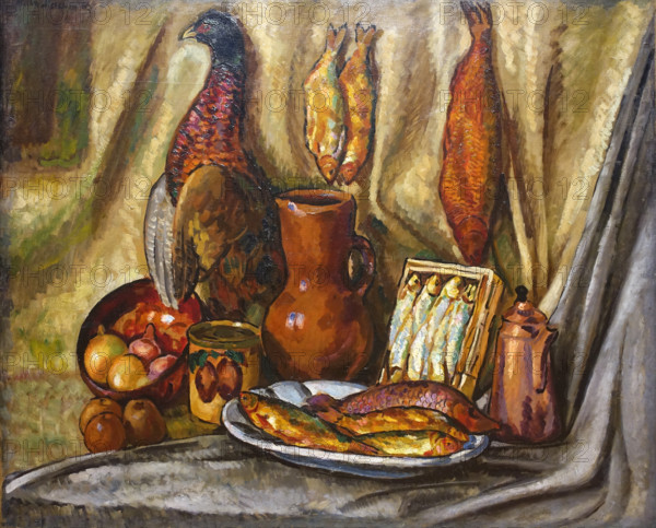 Still Life with Wood Grouse and Fish 1917 Mashkov Ilya Ivanovich (1881-1944)