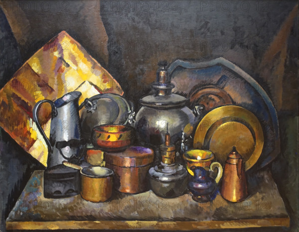 Still Life with a Samovar Copper Utensils 1919 Mashkov Ilya Ivanovich (1881-1944)