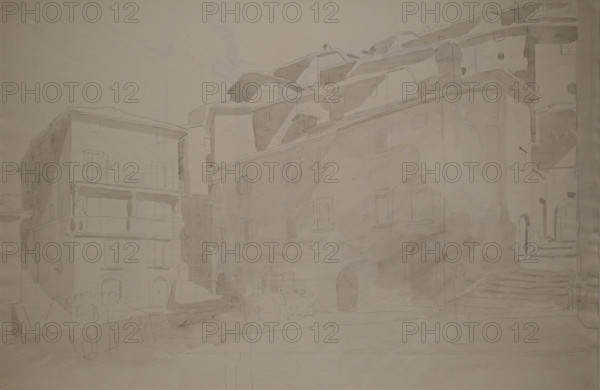 City Plaza Second half of the 1840s - 1850s Watercolor, graphite pencil on paper