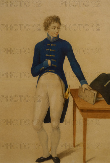 Portrait of an Unknown Man Wearing the Student's Uniform of the Imperial Academy of Arts Mikhail Terebenev (1795-1864) 19th century
