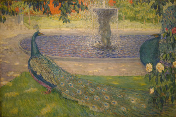 Peacocks at a Fountain Between 1911 and 1915 Alexander Fedorovich Gaush (1873-1947)