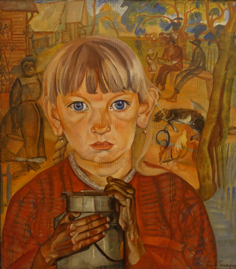 Girl with a Can 1917 Boris Dmitrievich Grigoriev (1886-1939)