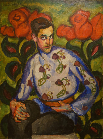 Portrait of a boy in a painted shirt 1909 Mashkov Ilya Ivanovich (1881-1944)