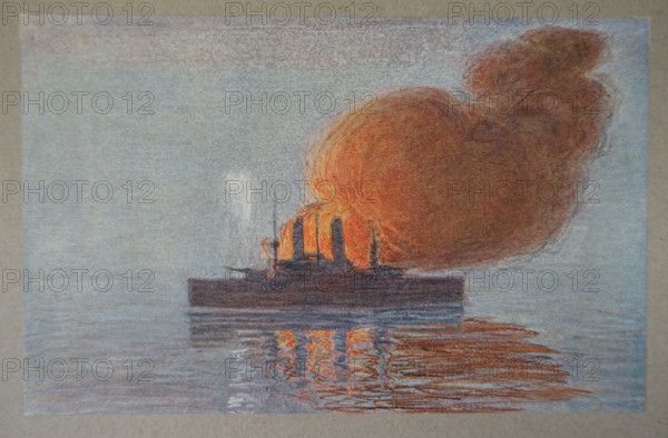 Explosion on the battleship Petropavlovsk Port Arthur, March 31, 1904 Nikolai Kravchenko (1867-1941)