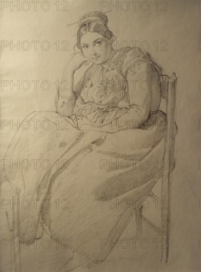 Seated Italian woman Early 1830-s Bryullov Karl Pavlovich (1799-1852) Italian album